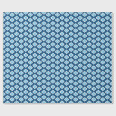 Blauw geometrisch Kerstmis in midcentury modern st Cadeaupapier (Vlak)