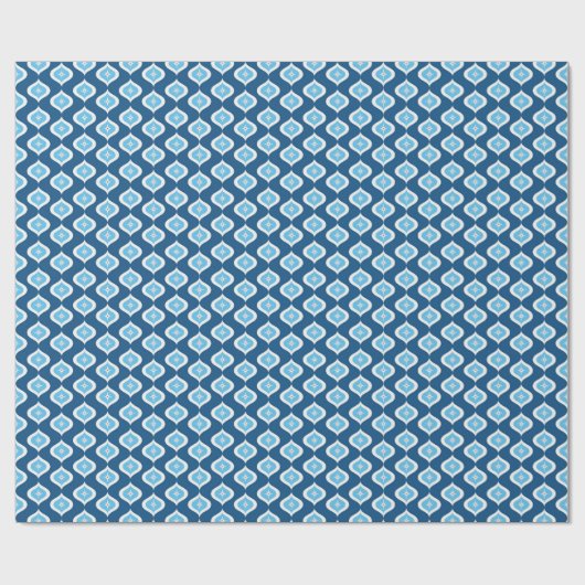 Blauw geometrisch Kerstmis in midcentury modern st Cadeaupapier (Vlak)