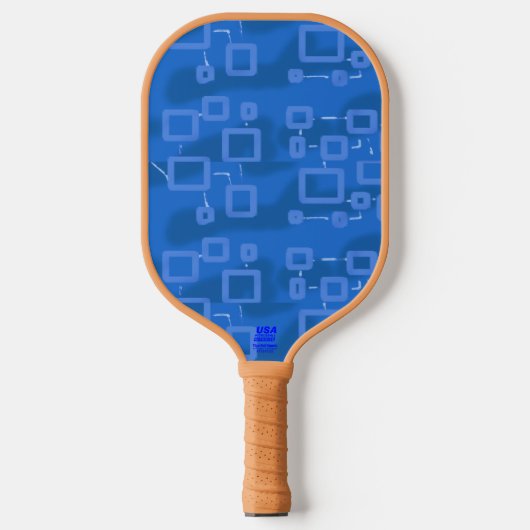 Blauw geometrisch modern strak pickleball paddle (Voorkant)