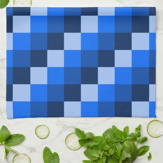 Blauw geometrisch mozaïekpatroon theedoek (Gevouwen)