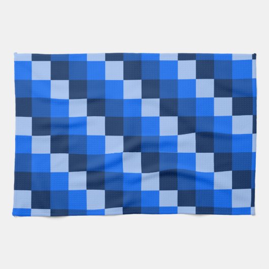 Blauw geometrisch mozaïekpatroon theedoek (Horizontaal)