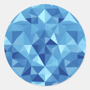 Blauw geometrisch mozaïektegelpatroon ronde sticker