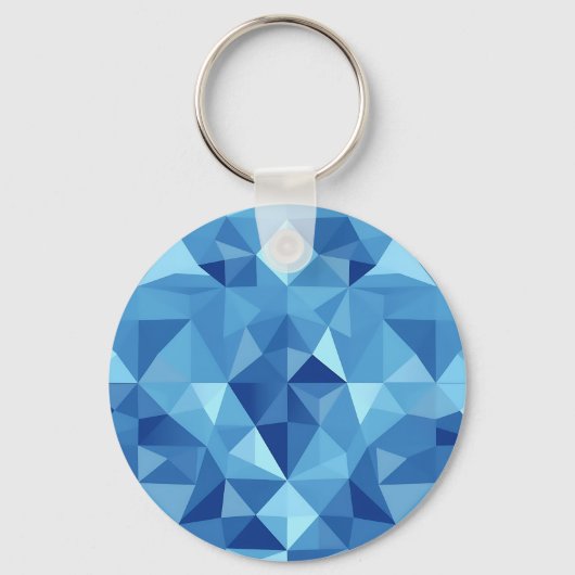Blauw geometrisch mozaïektegelpatroon sleutelhanger (Voorkant)