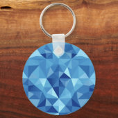 Blauw geometrisch mozaïektegelpatroon sleutelhanger (Achterkant)