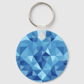Blauw geometrisch mozaïektegelpatroon sleutelhanger (Achterkant)