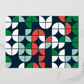 blauw geometrisch Noel script elegant modern Folie Feestdagenkaart (Achterkant)