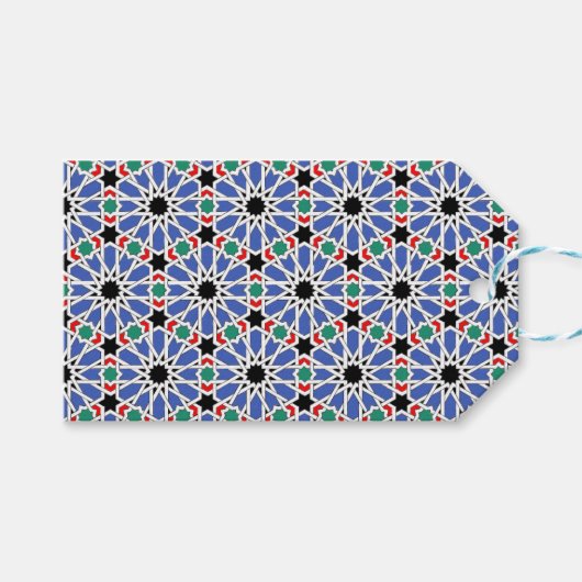 Blauw Geometrisch Ontwerp Gift Labels Cadeaulabel (Voorkant (Horizontaal))