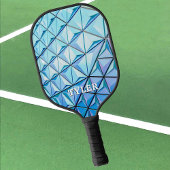 Blauw geometrisch ontwerp, witte benaming pickleball paddle