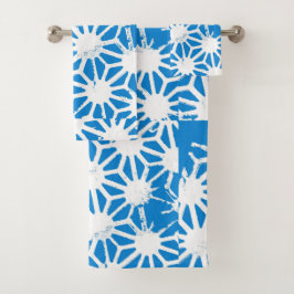 Blauw geometrisch patroon bad handdoek