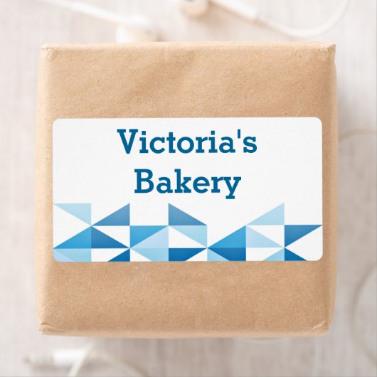 Blauw Geometrisch Patroon Gepersonaliseerde Naam B Etiket (Insitu)