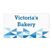 Blauw Geometrisch Patroon Gepersonaliseerde Naam B Etiket (Voorkant)