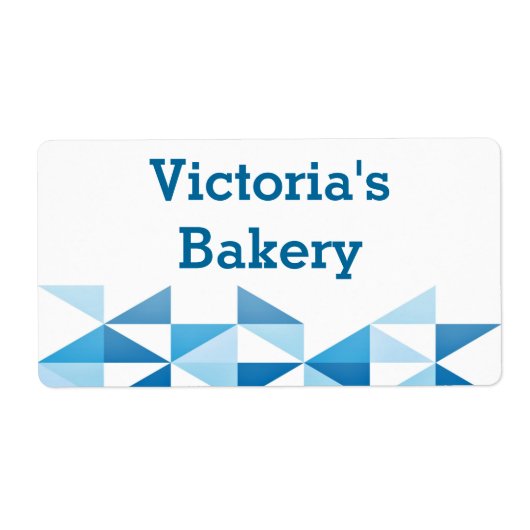Blauw Geometrisch Patroon Gepersonaliseerde Naam B Etiket (Voorkant)