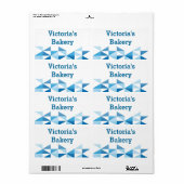 Blauw Geometrisch Patroon Gepersonaliseerde Naam B Etiket (Full Sheet)