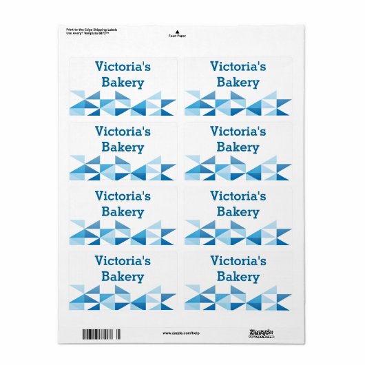 Blauw Geometrisch Patroon Gepersonaliseerde Naam B Etiket (Full Sheet)