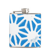 Blauw geometrisch patroon heupfles (Voorkant)