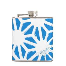 Blauw geometrisch patroon heupfles