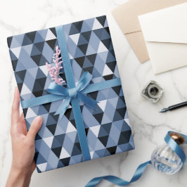 Blauw geometrisch patroon inpakpapier