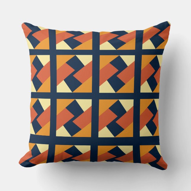 Blauw geometrisch patroon  kussen (Voorkant)