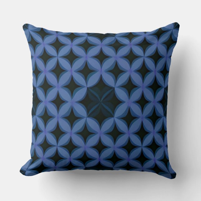 Blauw geometrisch patroon kussen (Voorkant)