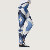 Blauw Geometrisch Patroon Leggings (Rechts)