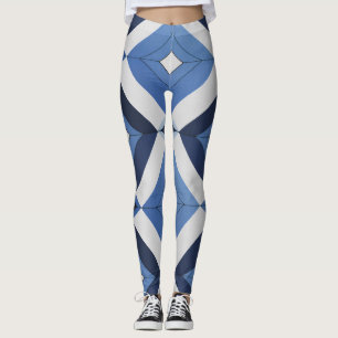Blauw Geometrisch Patroon Leggings