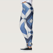 Blauw Geometrisch Patroon Leggings (Links)