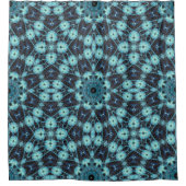 Blauw geometrisch patroon met stralende gloed douchegordijn (Voorkant)