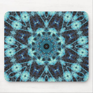 Blauw geometrisch patroon met stralende gloed muismat