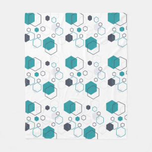 Blauw geometrisch patroon met zeshoekige vormen fleece deken