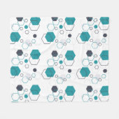 Blauw geometrisch patroon met zeshoekige vormen fleece deken (Voorkant (Horizontaal))