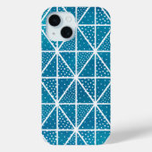 Blauw Geometrisch Patroon Moderne Driehoek Stippen Case-Mate iPhone Case (Achterkant)