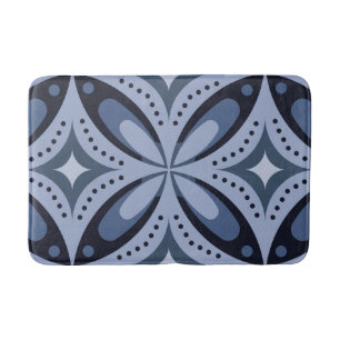 Blauw geometrisch patroon retro stijl badmat