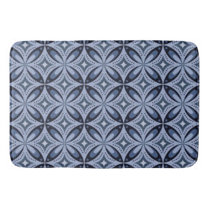 Blauw geometrisch patroon retro stijl badmat