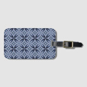 Blauw geometrisch patroon retro stijl bagagelabel (Voorkant (horizontaal))