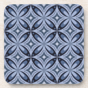 Blauw geometrisch patroon retro stijl bier onderzetter
