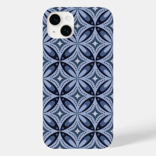 Blauw geometrisch patroon retro stijl Case-Mate iPhone case (Achterkant)
