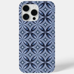 Blauw geometrisch patroon retro stijl iPhone 15 pro max hoesje