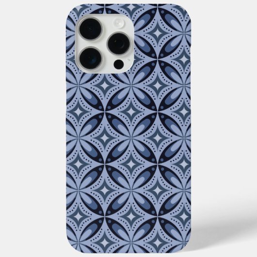 Blauw geometrisch patroon retro stijl Case-Mate iPhone case (Achterkant)