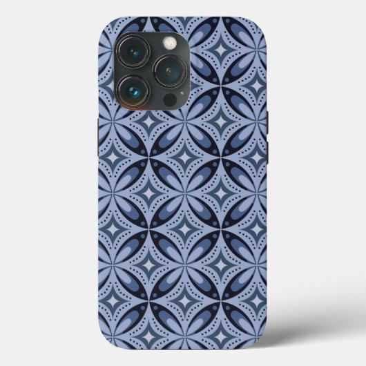 Blauw geometrisch patroon retro stijl Case-Mate iPhone case (Achterkant)
