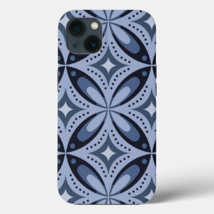 Blauw geometrisch patroon retro stijl Case-Mate iPhone case