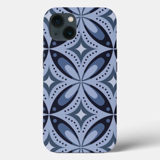 Blauw geometrisch patroon retro stijl Case-Mate iPhone case (Achterkant)