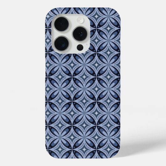 Blauw geometrisch patroon retro stijl Case-Mate iPhone case (Achterkant)
