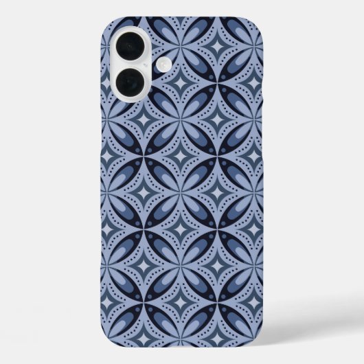 Blauw geometrisch patroon retro stijl Case-Mate iPhone case (Achterkant)