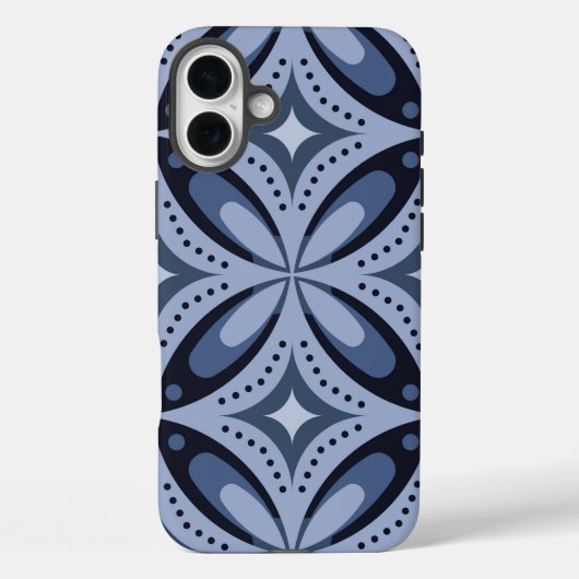 Blauw geometrisch patroon retro stijl Case-Mate iPhone case (Achterkant)