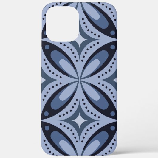 Blauw geometrisch patroon retro stijl Case-Mate iPhone case (Achterkant)