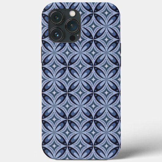 Blauw geometrisch patroon retro stijl Case-Mate iPhone case (Achterkant)