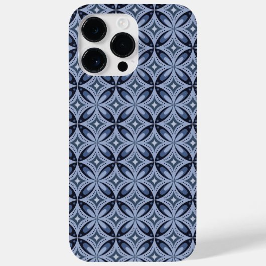 Blauw geometrisch patroon retro stijl Case-Mate iPhone case (Achterkant)