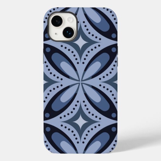 Blauw geometrisch patroon retro stijl Case-Mate iPhone case (Achterkant)