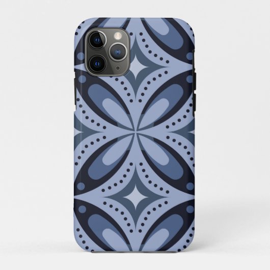 Blauw geometrisch patroon retro stijl Case-Mate iPhone case (Achterkant)