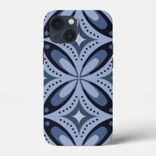 Blauw geometrisch patroon retro stijl Case-Mate iPhone case